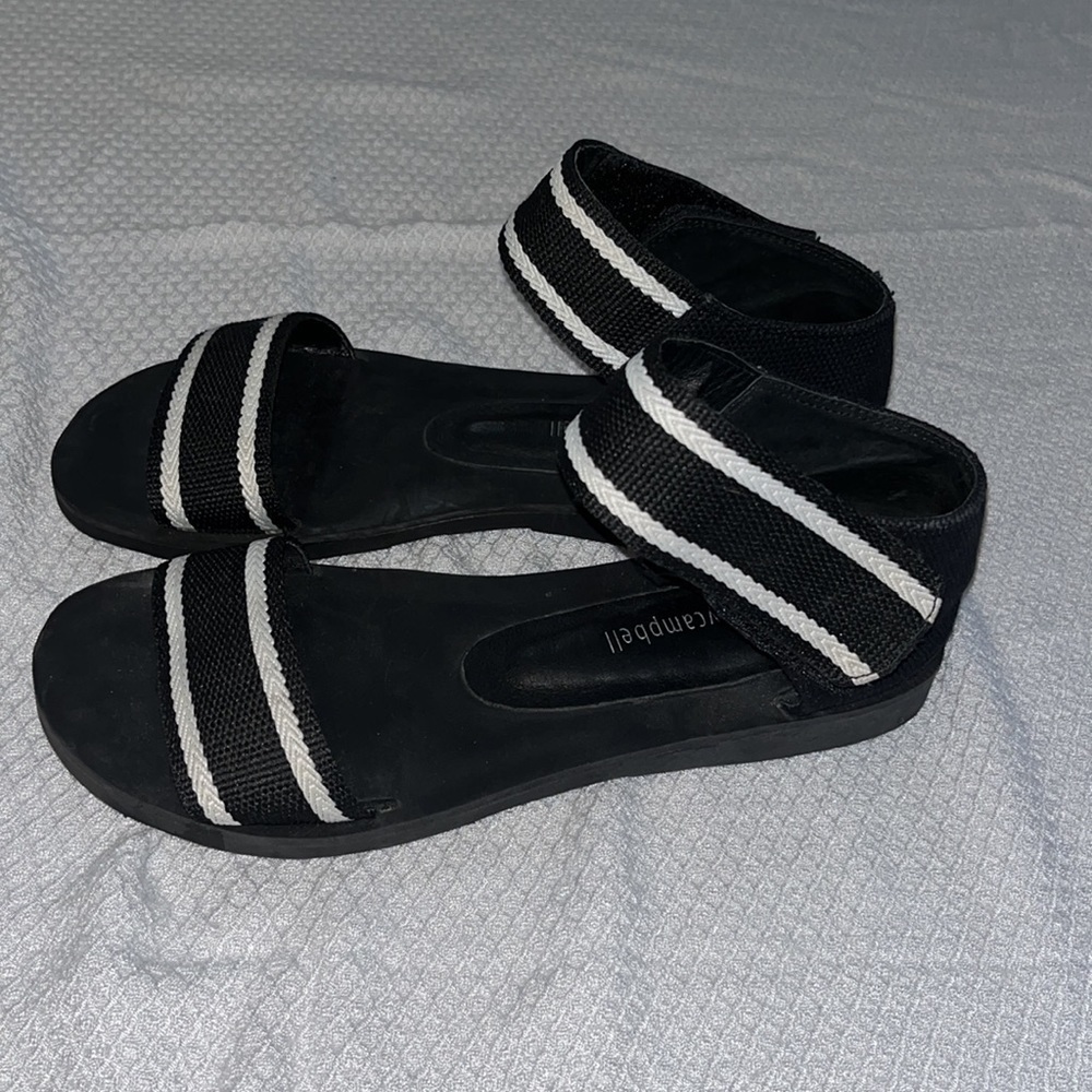 NEW JEFFREY CAMPBELL WOMENS Size 7 GAME TIME SANDALS CANVAS WITH RUBBER SOLE - Picture 2 of 11